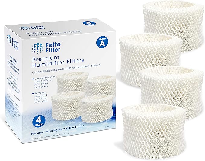 Fette Filter - Premium Humidifier Filters Compatible With Honeywell HAC-504, HAC-504AW & Filter A for Cool Mist Humidifiers (QTY 4) by Fette+Filter