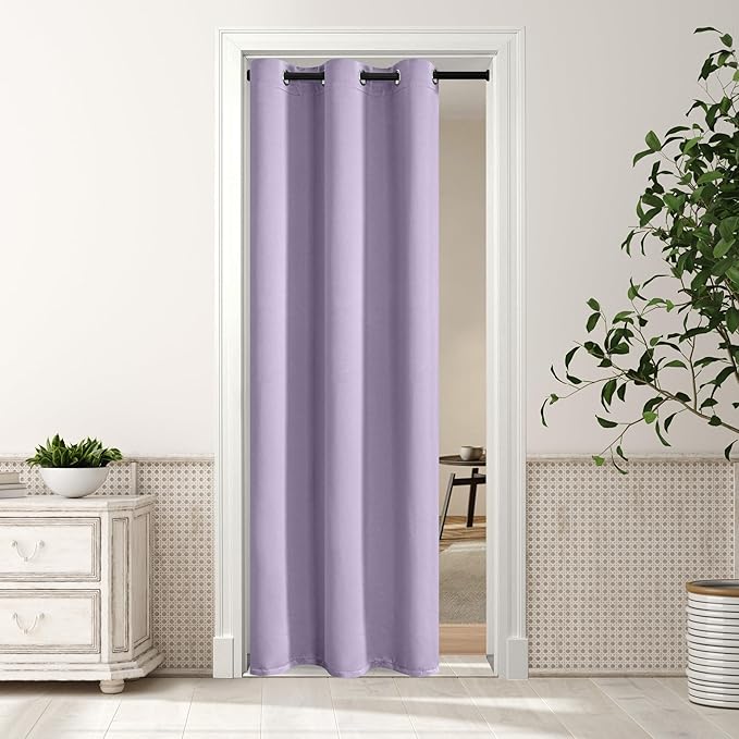 MYSKY HOME Lilac Closet Curtain for Doorway - Light Purple Door Panel for Living Room, Bedroom - Grommet Room Darkening, Thermal Insulated Blackout - 34 x 80 Inch by MYSKYHOME