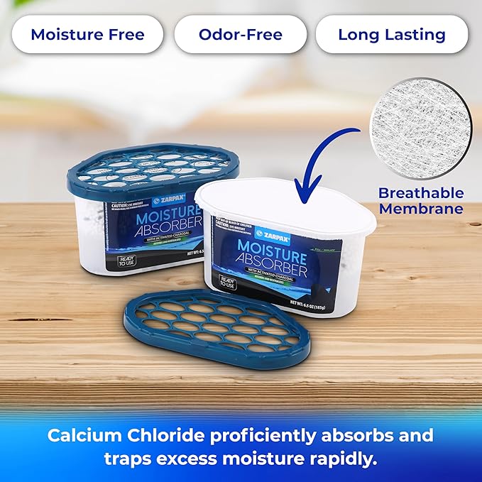 Moisture Absorber Activated Charcoal 6.5 oz/185g | Removes Moisture, Damp, Humidity & Odors | Odor Absorber | Moisture Trap for Bathroom, Closet, Kitchen & Small Spaces | Set of 6 - Image 4