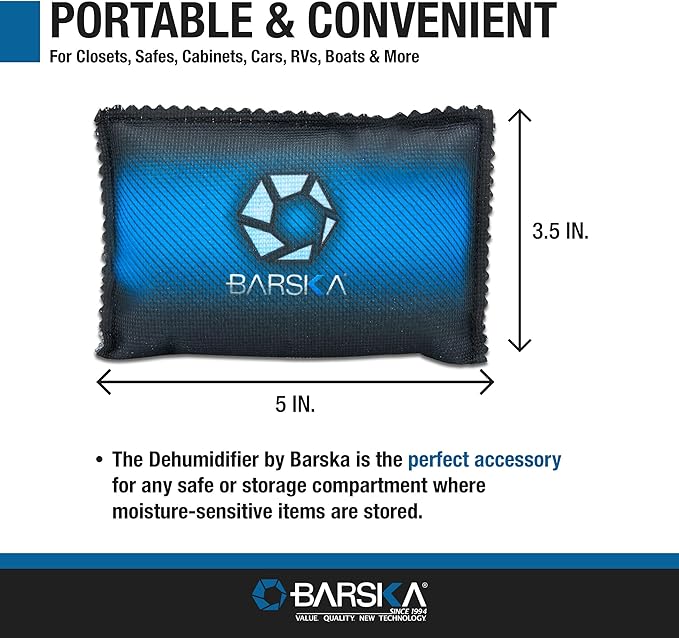BARSKA Rechargeable Desiccant Dehumidifier - Safe Moisture Absorber for Home Closets, Gun Safes, Basement, Garage, Cars - Microwaveable - Portable Blue Dehumidifying Solution - Image 8