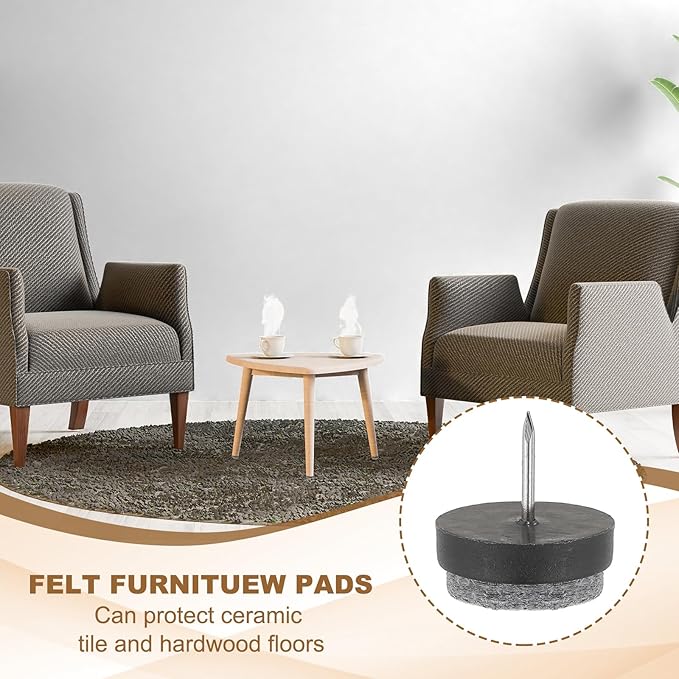 PATIKIL 24 mm Nail-on Felt Pads, 72 Pcs Round Felt Furniture Sliders Pads Heavy Duty Floor Protectors for Wooden Chair Sofa Cabinet Table Leg Feet Hardwood Floors, Black - Image 4