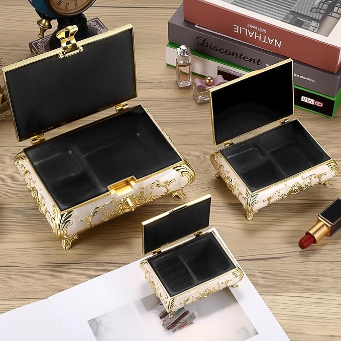 Hipiwe Jewelry Storage Chest Rectangular Keepsake Storage Box Trinket Decorative Box for Rings Earrings Holder Gift for Women, Large - Image 8