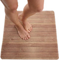Anti Slip Shower Mat Square - Non Slip Shower Mats for Inside Shower - 24x24 Shower Floor Mat Non Slip - Square Bath Mat for Shower - Secure Loofah Shower Mat No Suction Cups (24x24 Wood Teak) by ENKOSI