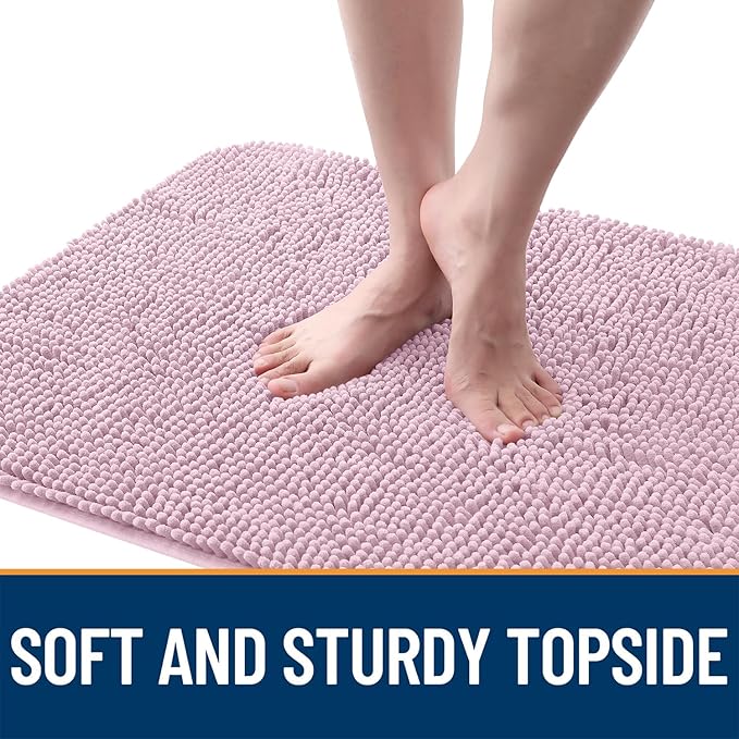 OLANLY Dog Door Mat for Muddy Paws 47x20, Absorbs Moisture and Dirt, Absorbent Non-Slip Washable Doormat, Quick Dry Chenille Mud Mat for Dogs, Entry Indoor Entryway Carpet for Inside Floor, Dusty Rose - Image 4