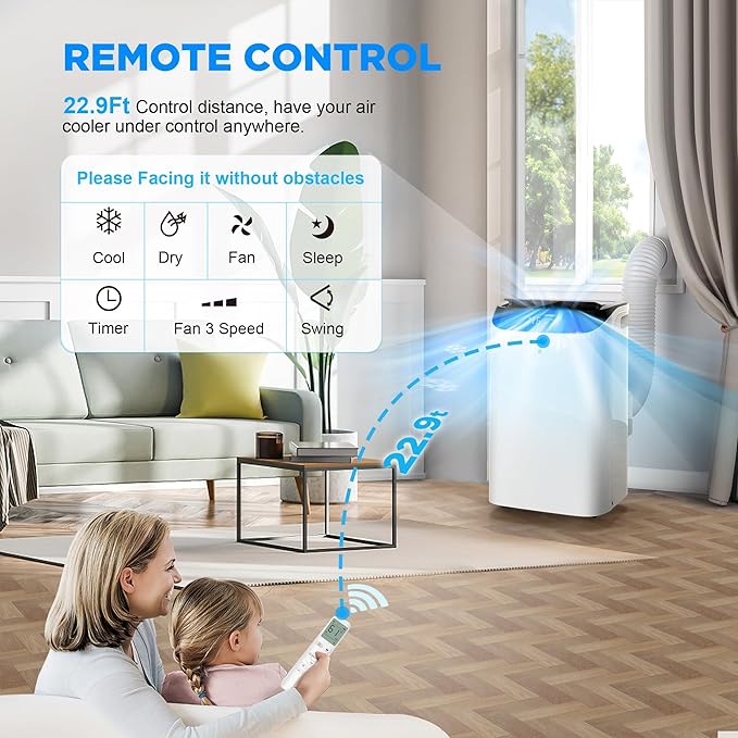 14000 BTU Portable Air Conditioners with Remote Control, 3-in-1 Free Standing Cooling AC Unit with Fan & Dehumidifier, Cools Room up to 700 sq.ft, Smart/Sleep Mode,3 Speed,Auto Swing,24H Timer - Image 4