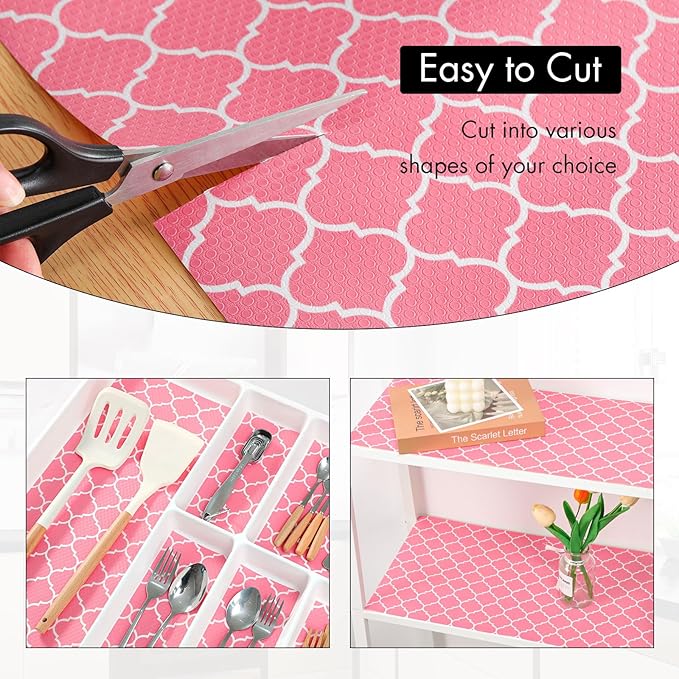 Cooyes Shelf Liner, Non Adhesive Drawer and Cabinet Liner, EVA Washable Oil-Proof Shelf Paper for Kitchen Cabinets, Refrigerator, Storage, Desks with Modern Pattern - Image 4