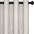 Deconovo Beige Blackout Curtains, Boho Farmhouse Curtain, Thermal Insulated Soundproof Drapes, Silver Branch Print, 52 x 84 Inch Long, Machine Washable Window Panels for Living Room Bedroom, Set of 2 by Deconovo