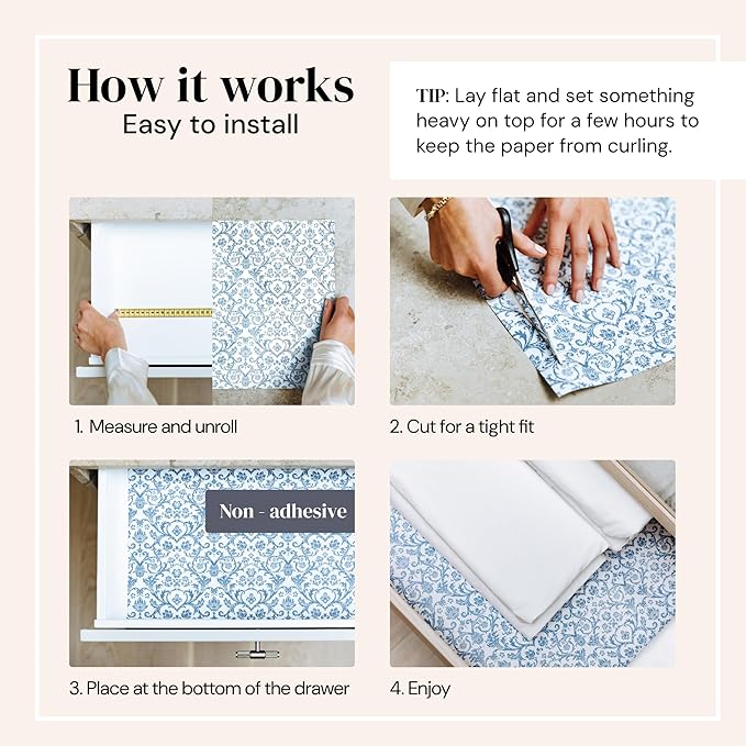 Drawer Liner Paper - 14" x 19.5", 6 Pack, Royal Damask, English Lavender - Non Adhesive Shelf Paper, Lavender Scented Drawer Liners for Bedroom Dresser, Home Gift Scented Sheets - Image 8