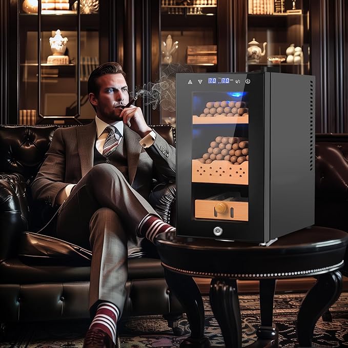 25L Cigar Electric Humidor, 200 Counts Large Capacity,Thermostatic Electric Cooler Cabinet with Digital LED Screen, Safety Lock,Smart Humidity & Temp Control, Gifts for Men - Image 7