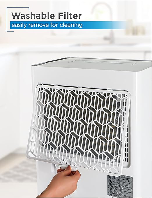 BLACK+DECKER 22-Pint Portable Dehumidifier, Dehumidifier for Home up to 1500 Sq. Ft. Coverage, For Basement and Medium to Large Spaces, Removable Bucket and Drain Hose Included, BD22MWSA, White - Image 7