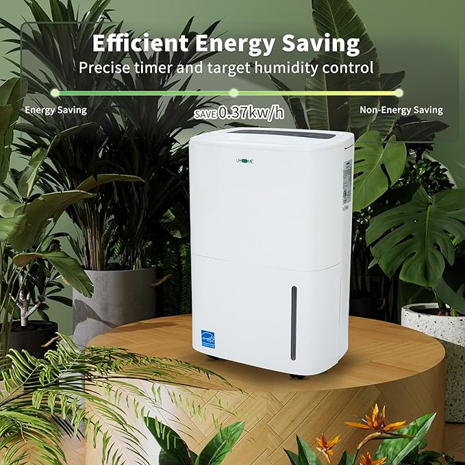 Uhome 120 Pints Dehumidifier with Drain Hose - 6000 Sq. Ft Quiet Dehumidifier for Home, Basements, Storages and Large Rooms with 1.32Gallon Water Tank - Image 5
