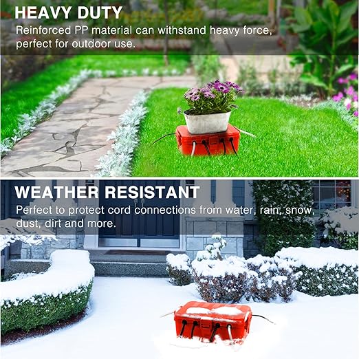 Flemoon Large Outdoor Electrical Box (12.5 x 8.5 x 5 inch), IP54 Waterproof Outdoor Extension Cord Cover Weatherproof, Protect Outlet, Plug, Socket, Timer, Power Strip, Holiday Light Decoration, Red - Image 5