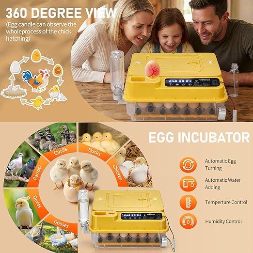 Winado Incubators for Hatching Eggs, 30 Egg Incubator with Automatic Egg Turning, Temperature & Humidity Control, Egg Candler, Automatic Water Filling and Day Counter for Eggs Hatching - Image 9