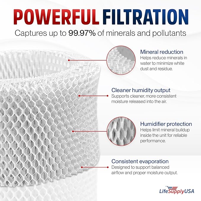 LifeSupplyUSA Filter E Humidifier Filter Replacement Wick Compatible with Honeywell Quietcare HCM-6009, HCM-6011i, HCM-6012i, HCM-6013i, HC-14, HW-14 - Image 2