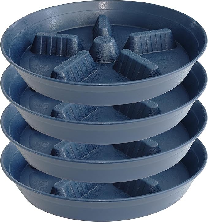 4 Pack Plant Saucer 14 inch, Plastic Plant Saucers for Indoors, Raised Middle Plant Trays for Pots, Water Tray for Plants, Plant Stand Water Catcher Tray, Pot Saucers for Plants by Unknown