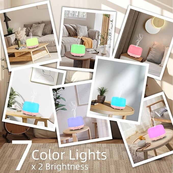300ML Aromatherapy Essential Oil Diffuser with Remote Control, 7 LED Color Changing Light, for Bedroom Home Large Room - Image 2