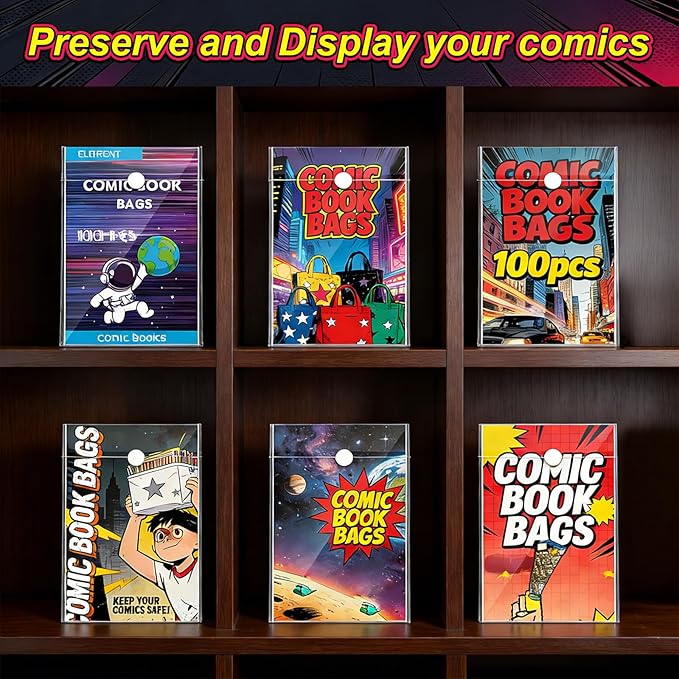 100 Pack Current Comic Book Bags and Boards, Thick Acid-Free Comic Books Backing Boards, Clear Book Sleeves Protector for Current Comics Storage and Protection - Image 7