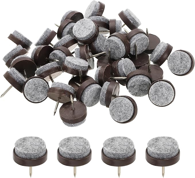 PATIKIL 22 mm Nail-on Felt Pads, 72 Pcs Round Felt Furniture Sliders Pads Heavy Duty Floor Protectors for Wooden Chair Sofa Cabinet Table Leg Feet Hardwood Floors, Brown by PATIKIL