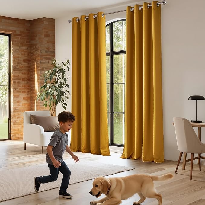 NICETOWN Full Shading Curtains for Patio Door, Gold, 1 Panel, 100" W x 84" L, Super Heavy-Duty Thermal Backing Faux Silk Sliding Glass Door Drape, Privacy Assured Room Divider Curtain - Image 7