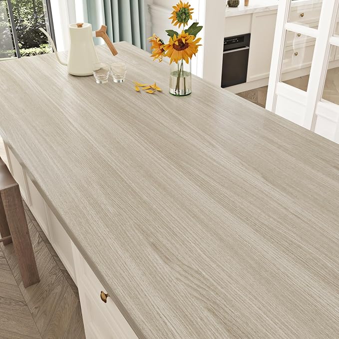 WESTICK Oak Grey Wood Contact Paper Self Adhesive Counter Top Peel and Stick Waterproof Neutral Wood Wallpaper Removable Wooden Grain Vinyl Wrap for Countertops Cabinets Kitchen Table Desk 15.8” x 78” - Image 3