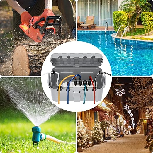 RESTMO 5-Piece Outdoor Waterproof Electrical Box Set – 12.5" x 8.5" x 5" Large & 7.1" x 2.3" x 2.3" Small, Weatherproof Boxes for Power Strip, Outlet, Plug, Socket, Timer, Holiday Light, Light Gray - Image 9