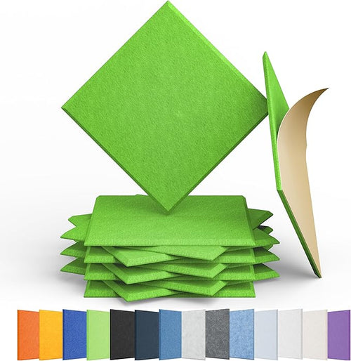 12 Pack Acoustic Panels Self Adhesive Sound Proof Foam, High Density Sound Acoustic Panel, 12X12X0.4 Inch Square Panels in Home, Office, Reccording Room, Studio,and more(Fruit Green) by Amantech