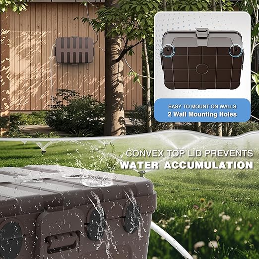 Flemoon Outdoor Electrical Box Waterproof, IP54 Waterproof Extension Cord Cover, Protect Outlet, Plug, Socket, Timer, Power Strip, Holiday Light, Large Weatherproof Connection Box, Brown - Image 6
