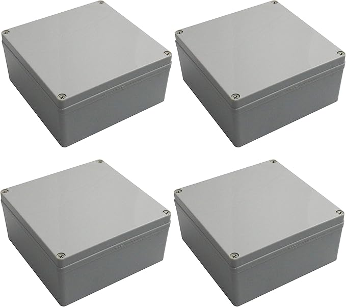 Co. 6" x 6" x 3" Weather & Dust Proof PS Plastic Junction Conduit Box Electronics Enclosure (5.5"x5.5"x3" Interior Dimension) 4 Pack by DJCSupplyCompany