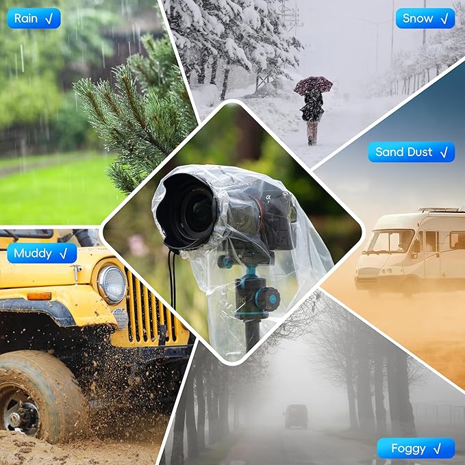 2 Pack Camera Rain Cover Clear Sleeve Protector for Sony A7R V A7 IV A7S III II A6700 A6600 A6500 A6400 A6300 A6100 A6000 A7C Nikon Z8 Z5 Z50 Z30 Z7 Z6 II D780 D7500 D5600 D3500 P1000 - Image 3