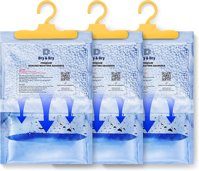 Dry & Dry Moisture Absorbers Dehumidifiers for Home, Basement, Bedroom, Small Dehumidifiers - Moisture Absorbers - Blue & White - 3 Packs (7 ounce/pack) by DryDry