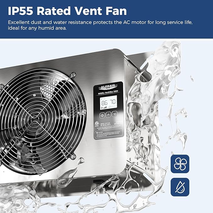 ALORAIR 780 CFM Crawl Space Ventilator Fan with Digital control, IP55 Rated Stainless Steel Exhaust Fan with Temperature Humidity Controller, Timing Cycle, Speed Control for Basement, Garage, Attic - Image 4
