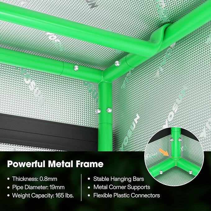 VIVOSUN R846 4x8 Grow Tent, 96"x48"x72" Roof Cube Tent with Observation Window and Floor Tray for Hydroponics Indoor Plant for VS4000/VSF4300 - Image 6