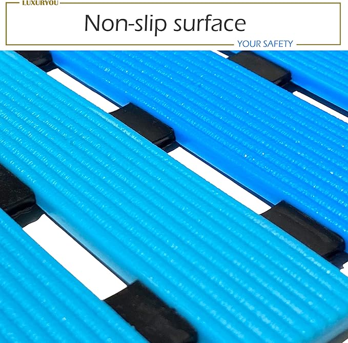 Non Slip Bathtub Mat | Double-Layered Shower Floor Mat with Suction Cups | EZ-Dry Construction | Non-Toxic, BPA, Latex, Phthalate, PVC Free (Wave) - Image 3