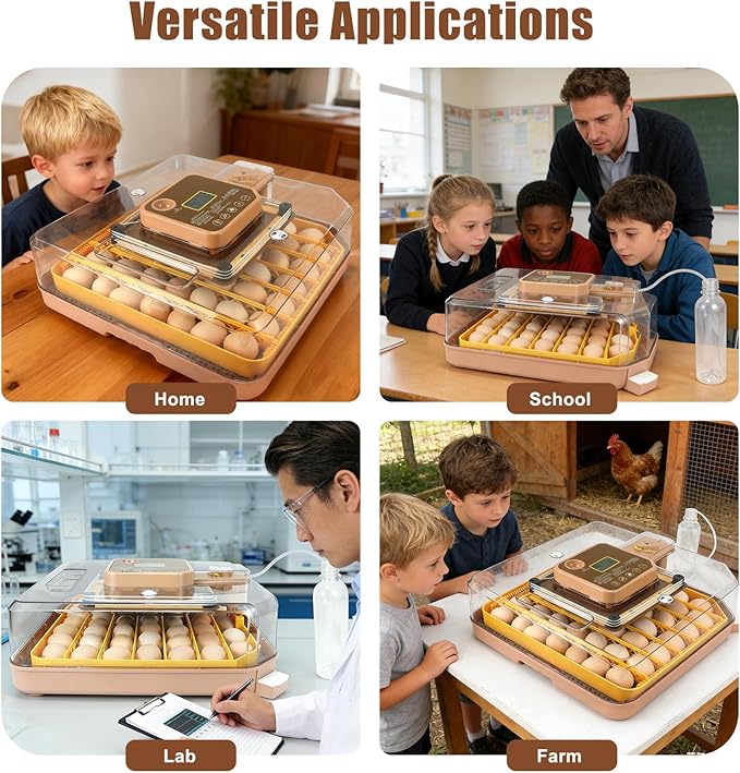 Automatic 48-Egg Incubator for Breeders, Sensor-Based Precise Humidity & Temp Control, Chick Separator, Adjustable Egg Spacing, Auto Turn & Auto Stop, Preset Incubation Days, Candler - Image 9
