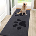 Smiry Dog Door Mat for Muddy Paws, Absorbs Moisture and Dirt, Low-Profile Entryway Mat with Non-Slip Backing, Entry Indoor Outdoor Doormat for Inside Floor (59x24 Inches, Black, Paw) by Smiry