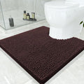 Smiry Luxury Chenille Toilet Rugs U-Shaped 24x24, Soft Absorbent Non-Slip Contour Bathroom Rugs for Toilet, Machine Washable Contoured Bath Mats, Brown by Smiry