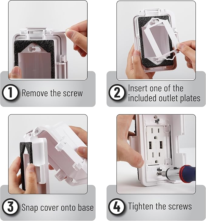 Bates Choice Weatherproof Electrical Outlet Cover, 1-Gang, White Plastic Outdoor Outlet Cover, Plug-In, 120 Volts AC, Compatible with All Devices - Image 8