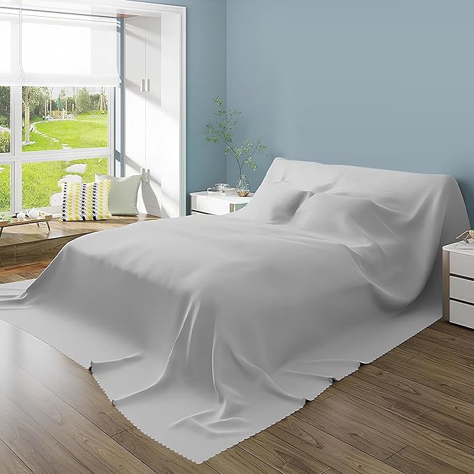 SIELUNO Furniture Dust Cover for Twin Size: Mattress Protector, Breathable, Washable - Light Grey - 200x240cm(79x94in) by SIELUNO