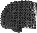 MYFAMIREA Modular Interlocking Cushion 12 Pack 11.8" x 11.8" Rubber Floor Tiles Non-Slip Splicing Drainage Mats for Deck, Pool, Outdoor Shower, Patio, Balcony, Indoor Bathroom, Kitchen, Yard (Black) by MYFAMIREA
