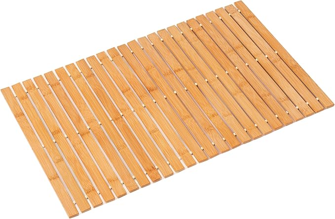 Bamboo Bath Mat Bathroom Rugs Floor Wood Shower Bathtub Waterproof Non Slip Accessories 16x24 Inch Easy to Clean, Natural Bamboo, 1 pc by Fovlaurs