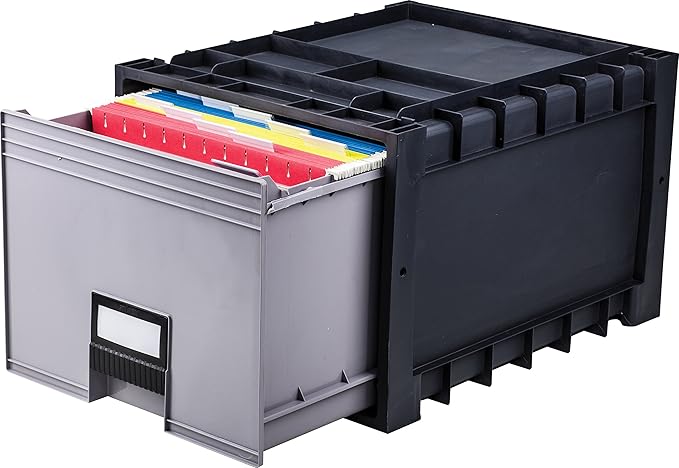 Storex Plastic Archive Storage Drawer with Lock, Letter Size, 18-Inch Drawer, Black (STX61178U01C) - Image 2