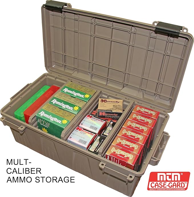 MTM ACDC30, Divided Ammo Crate Utility Box, Water- Resistant, Stackable, Snap Latch, USA Made, Dark Earth - Image 2
