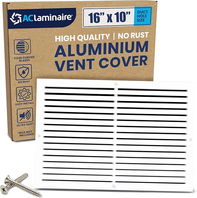 16x10 Inch (Duct Opening) Air Return Vent Cover Decorative – Premium Aluminum AC Vent Cover for Ceiling & Wall, Rustproof Grille, Ideal for Home HVAC Grille, Durable & Easy to Install by ACLAMINAIRE by LAMINAIRE