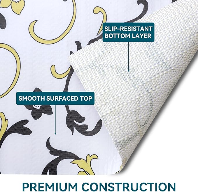 2 Rolls 12" W x 120" L Floral Drawer and Shelf Liner for Cabinets, Non-Adhesive Strong Grip Non-Slip Flower Shelf Cabinet Kitchen Shelf Liners for Kitchen Cabinets - Image 5