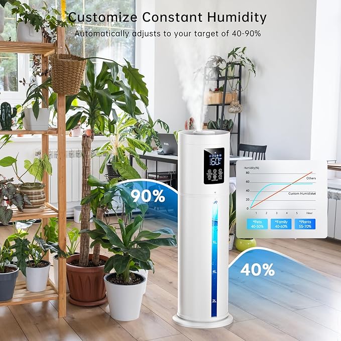 2.1Gal/8L Smart Humidifier Large Room, Top Fill Humidifiers for Bedroom with Diffuser, 7 Color Lights,16H Timer, Auto Mode, APP Remote Control, 4 Levels Cool Mist Air Humidifier for Plants Home Office - Image 6