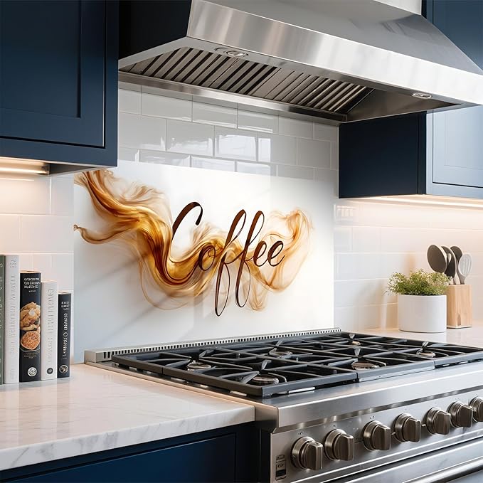 NYZE Kitchen Backsplash Stickers Waterproof Stove Backsplash Protector, 30 X 16 inch Removable Kitchen Wallpaper with Wall Art Decor for Stove Cooking Area(Coffee) - Image 3