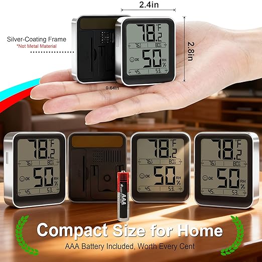Antonki Room Thermometer Indoor Hygrometer Digital Temperature and Humidity Sensor Meter Humidity Monitor with Max/Min Records - AAA Battery Included - Image 5