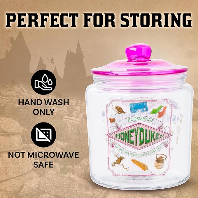 Silver Buffalo Harry Potter Hogsmeade Honeydukes Treats Glass Cookie Snack Candy Jar With Lid (Small) - Image 3