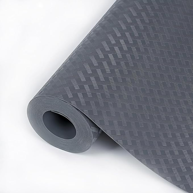 Hersvin Shelf Liners 20 in x 20 ft EVA Drawer Mats, Non-Adhesive Cupboard Pad, Kitchen Cabinet Lining Fridge Cushion (Gray Crossed Stripe, 50.8x610cm) by Hersvin