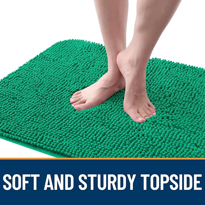 OLANLY Dog Door Mat for Muddy Paws 36x24, Absorbs Moisture and Dirt, Absorbent Non-Slip Washable Doormat, Quick Dry Chenille Mud Mat, Entry Indoor Entryway Carpet for Inside Floor, Emerald Green - Image 4
